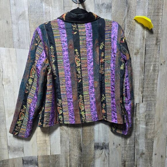 Coldwater Creek Purple Tapestry Sequin Multipattern Wool Slik Blend Jacket - Picture 3 of 4